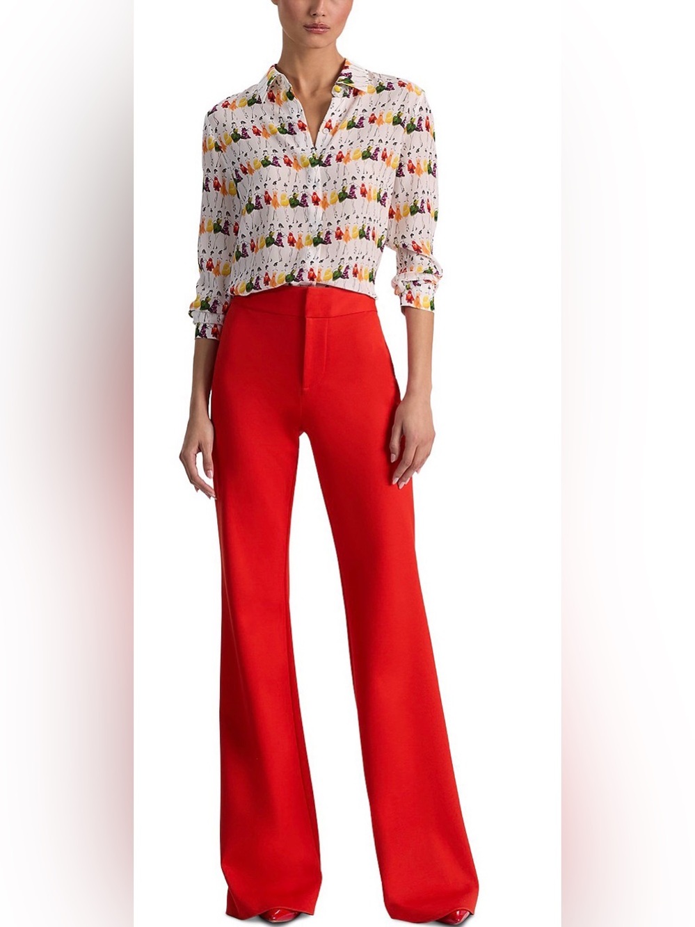 Alice + Olivia Andrew Bootcut Pants in Chili Pepper